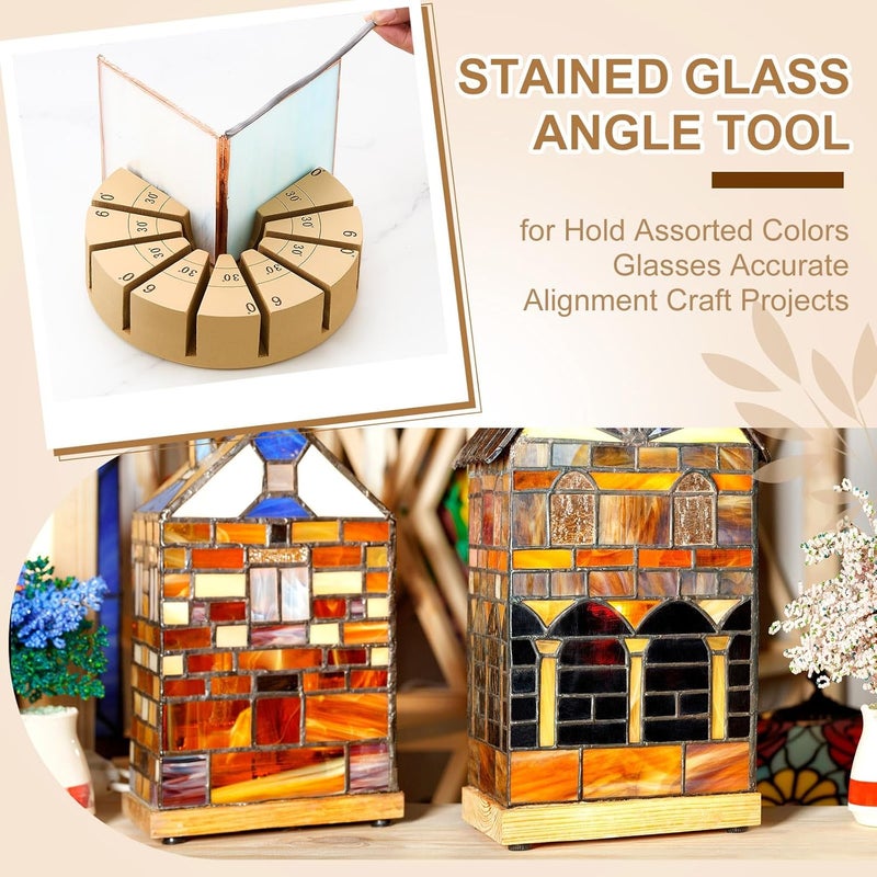 Zonon Stained Glass Angle Tool Stain Glass Supplies Multi-Angle Jig Tool 30°, 60°, 90°, 120°, 90°, 150°, 180°, 210°, 240°, 270° for Hold Assorted Colors Glasses Accurate Alignment Craft Projects - Image 4